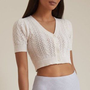 Jacks Surfboards White Open Weave Crop Cardigan Crop-top SIze Small